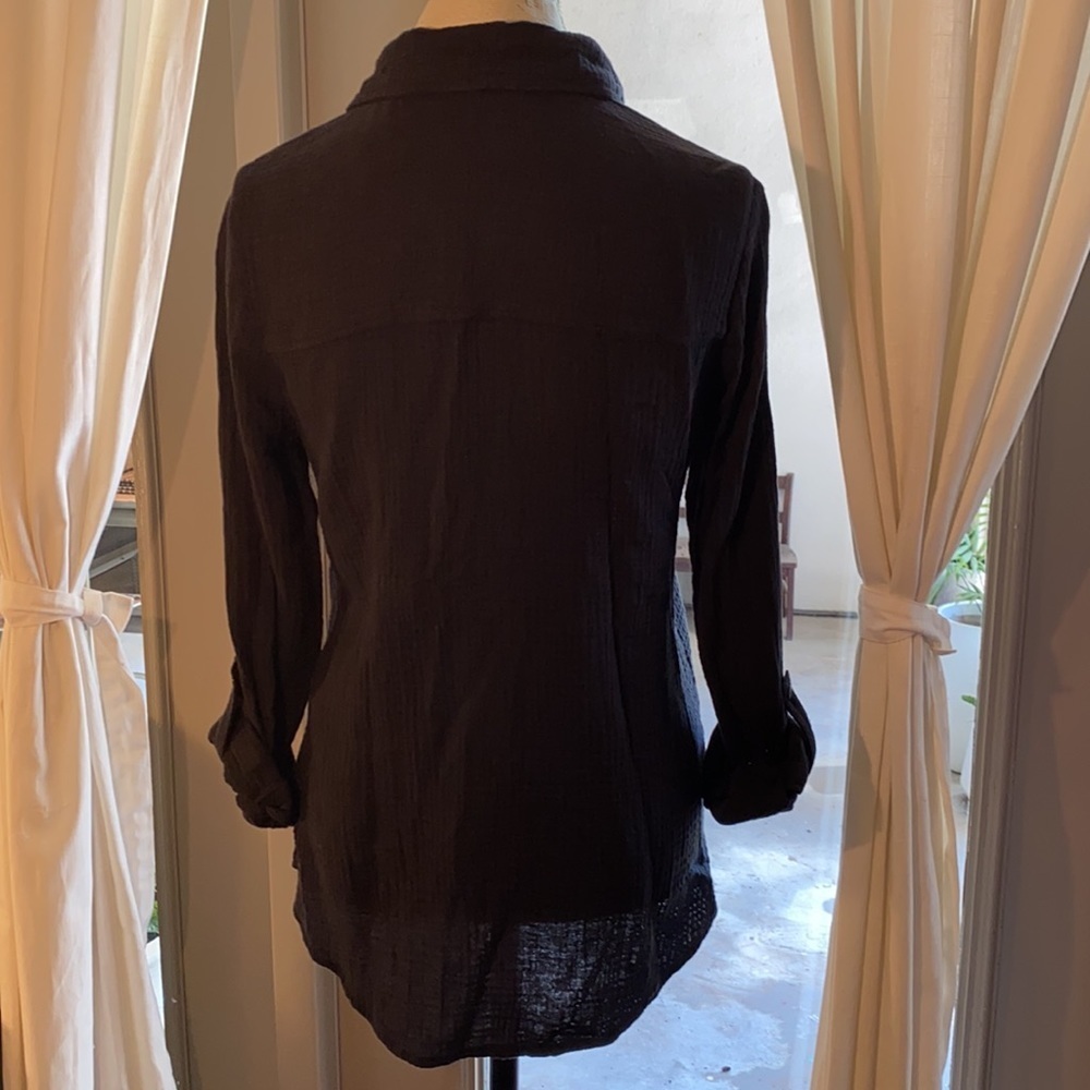 Calvin Klein Jeans black longsleeve button up collar shirt soft comfy top Small‌ - Picture 5 of 8